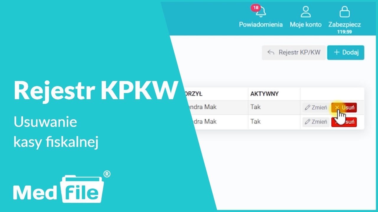 Usuwanie kasy