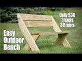 $30 Outdoor Bench with Back from 2x6s [Only 3 Tools and 30mins]