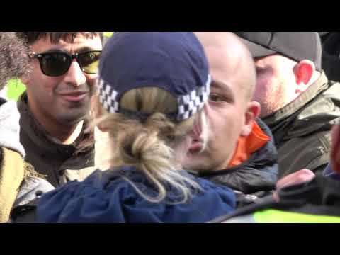 Antifa Vs Met Police Whitehall, Trafalga Square end. Football Lads 13/10/18
