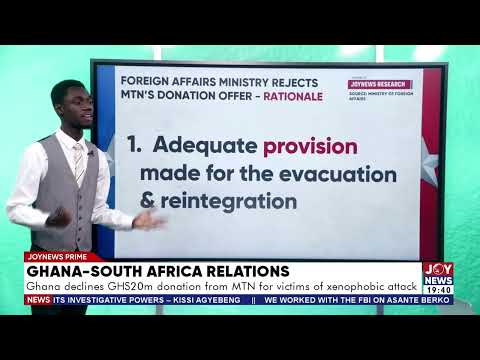 Ghana-SA relations: Ghana declines GHS20 million donation from MTN for victims of xenophobic attack