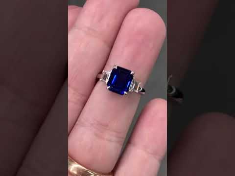 GIA Certified Royal Blue Ceylon Sapphire Diamond Platinum Ring Indoors