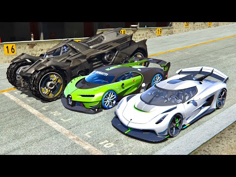 Koenigsegg Jesko vs Batmobile vs Bugatti Vision GT with NOS at Old Monza