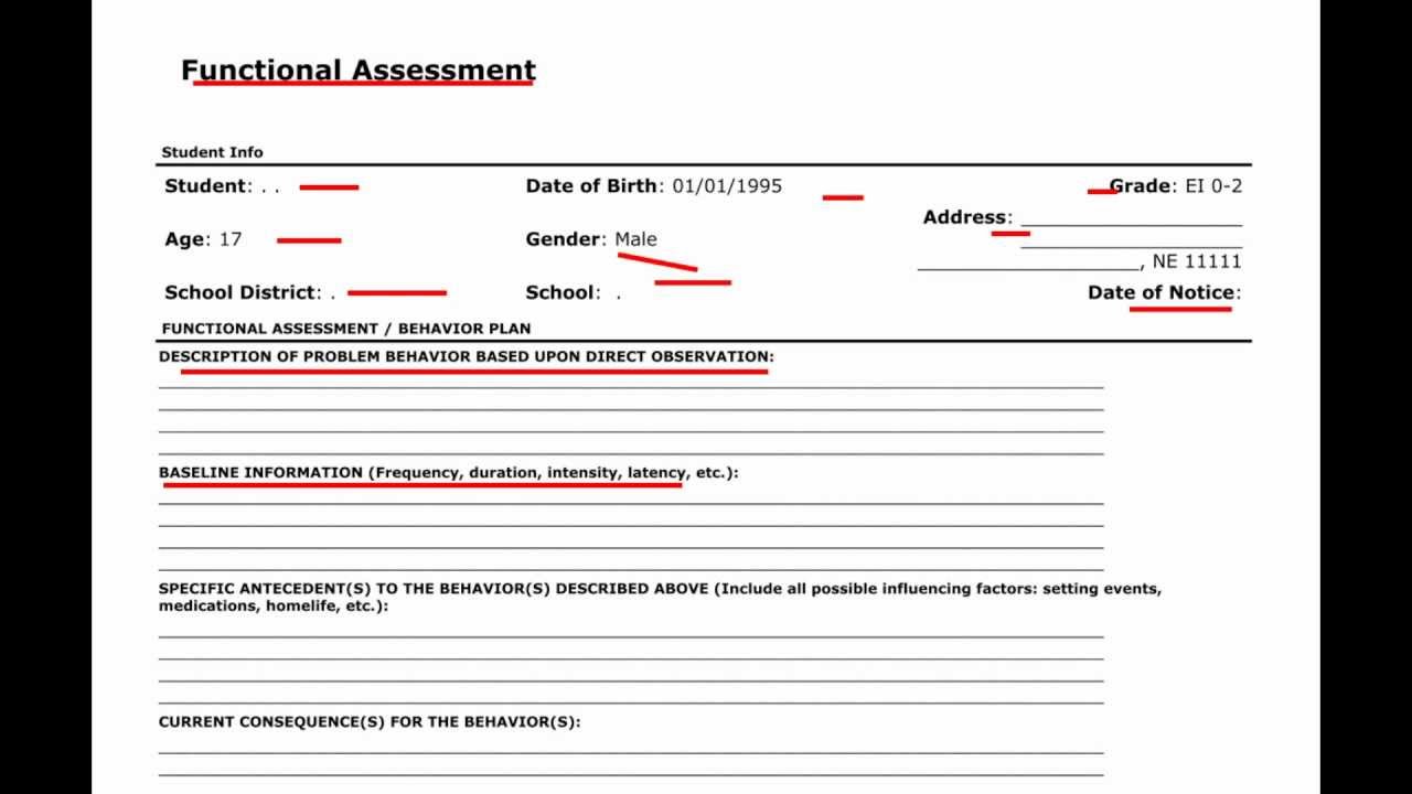 Functional Assessment Form