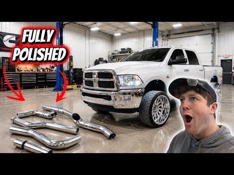 Installing a FULLY POLISHED EXHAUST on my girlfriends 4th gen Cummins