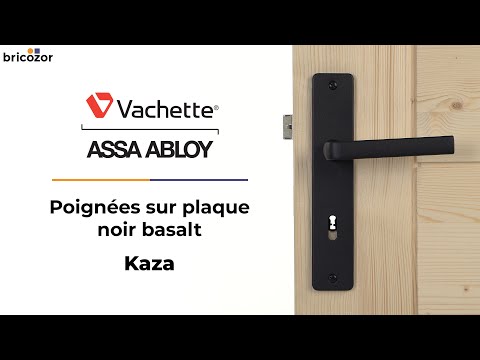 Poignées sur plaques - entraxe 195 - aluminium noir basalt - Kaza VACHETTE