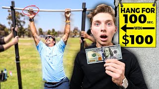 HANG FOR 100 SECONDS WIN $100 CHALLENGE (I Built My Own Bar)