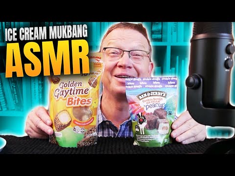 Ice Cream Mukbang ASMR,  Golden Gaytime Ice Cream vs. Ben & Jerry's Cookie Dough Chunks Mukbang