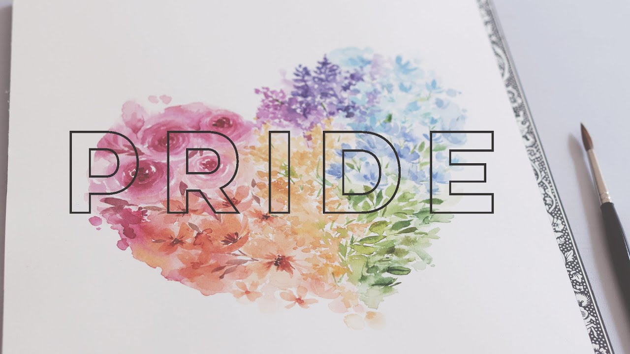 HAPPY PRIDE!! | Rainbow Watercolor Floral