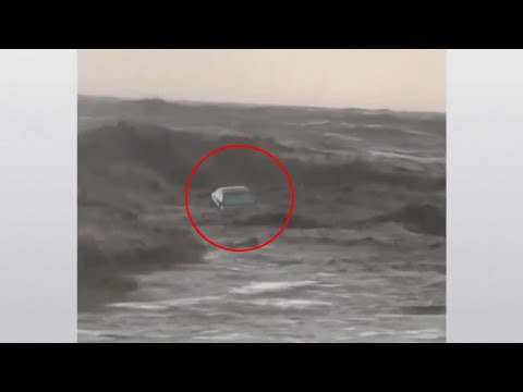 Cars swept into the sea as Storm Daniel batters Greece