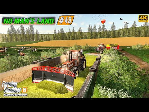 Sowing Pasture Grass. Making Whole Crop Silage ⭐ No Man's Land #48 ⭐ FS19 4K Timelapse
