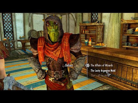 I asked my Argonian follower to read The Lusty Argonian Maid. Skyrim Anniversary Edition