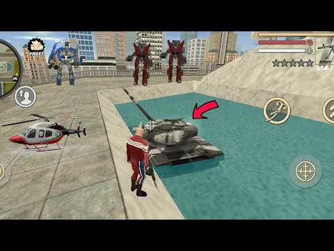 Rope Hero: Vice Town (Army Tank Fell Down on Swimming Pool)Army Tank was rusty - Android Gameplay HD