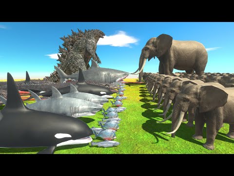 Aquatics VS Godzilla in Elephant Challenge - Animal Revolt Battle Simulator