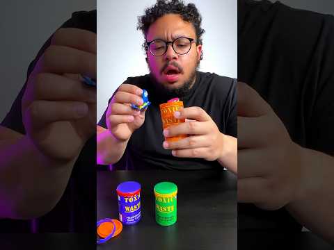 TOXIC WASTE candy REVIEW!! 🫠 #toxicwaste #shorts #sourcandy #sourstrips #candy