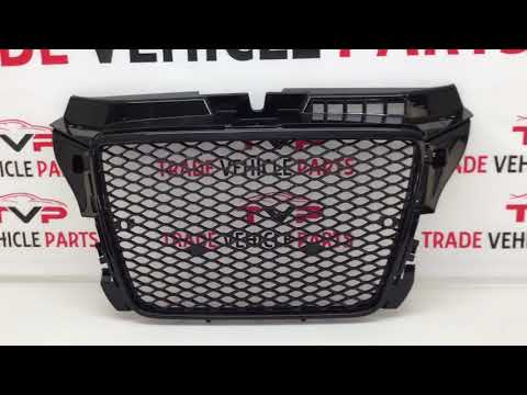 Fits Audi A3 S3 2008-2012 Front Main Grille Gloss Black Honeycomb Sport Badgeless video