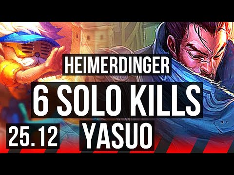 HEIMERDINGER vs YASUO (TOP) | 6 solo kills | KR Master | 25.12