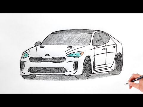 How to draw a KIA STINGER 2017 GT / drawing a 3d car / coloring kia stinger 2018