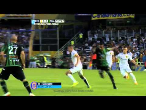 Gol de Cervi. Central 1 - San Martín SJ 0. Fecha 9. Primera División. FPT.