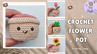 One Flower Pot Pattern for all your Crochet Plants | DIY Easy Step by step Crochet Flower Pot
