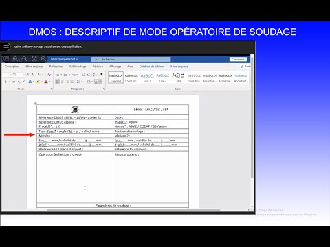DMOS - Rédaction d'un Descriptif de Mode Opératoire de Soudage - BAC PRO TCI