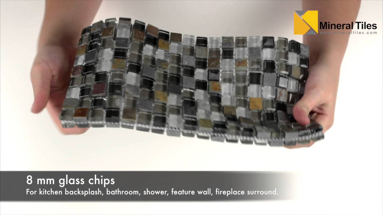 Mini Stone Glass Mosaic Tile Grey Blend - 120ANAANSQSM18MM