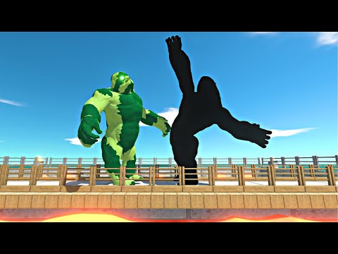 Mutant Primates Plant Itself vs Shadow Itself on Small Lava Bridge - Animal Revolt Battle Simulator