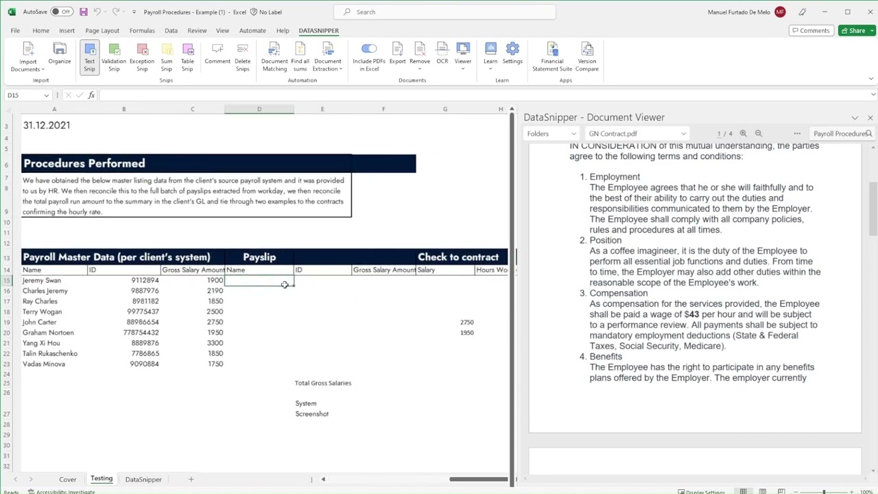 DataSnipper Use Case - Payroll testing