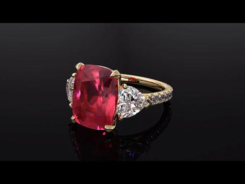 Beautiful Ruby. Diamond ring visualization
