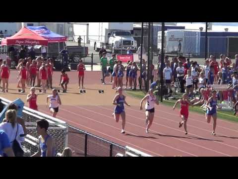 FSG 100m Heat 2 vs Fountain Valley & Newport Harbor 3-29-17 - Los Alamitos Girls