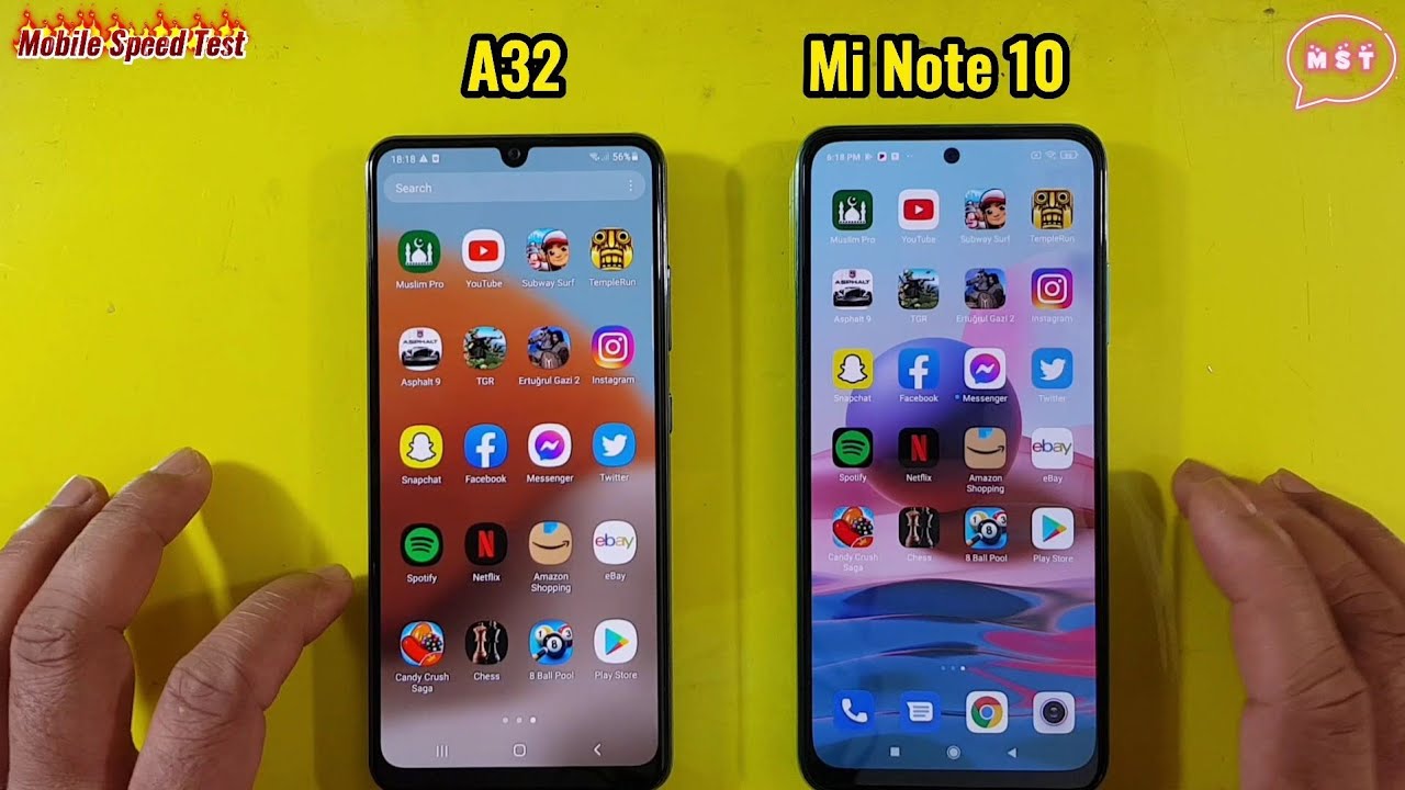 Samsung Galaxy A32 vs Redmi Note 10 Speed test comparison