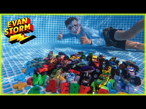 ABC Monster Truck  Pool Challenge Brother VS Sister