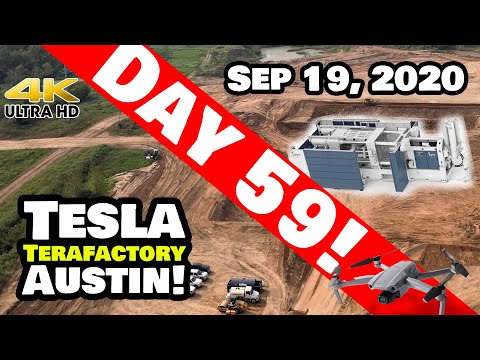 Tesla Gigafactory Austin 4K  Day 59 - 9/19/20 - Tesla Terafactory Texas - Giga Press Preparations?!