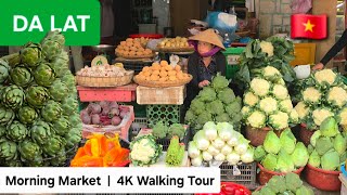 Dalat Morning Market | 4K Walking Tour | Vietnam