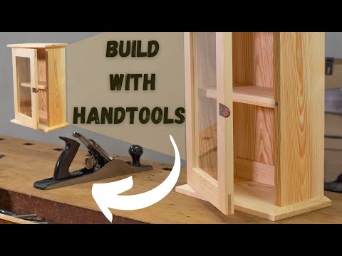 Building small cabinet with #HANDTOOLS ONLY. Whole process. PLANS for free.
