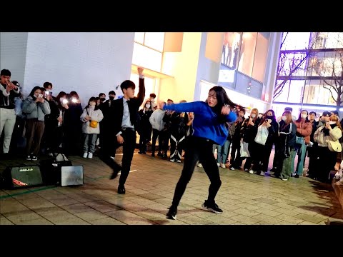 [STREET ARTIST] YU KAGAWA & HYOJIN. FANTASTIC HONGDAE BUSKING (FASTER, 2 BADDIES) 230131.