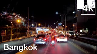 4K🇹🇭 Bangkok | Driving Downtown at Night - 22/Apr/2022 | Motorcycle Tour in Heavy Traffic Jam