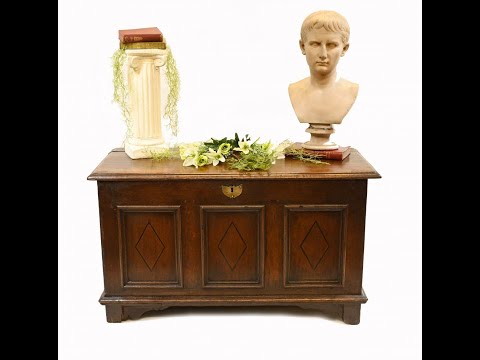 Antique Oak Coffer Chest 17th Century Box