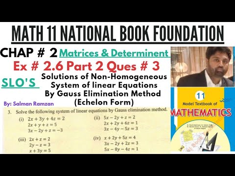 Math 11 | National book foundation | Ex 2.6 Ques 3 | Gauss Elimination Method (Echelon form) #fbise