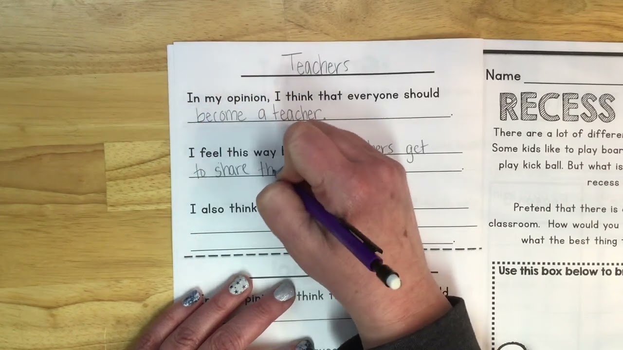 Opinion Writing Lesson 3 Independent Practice