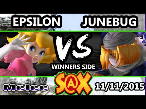 S@X 123 - Epsilon (Peach) Vs Junebug (Sheik) SSBM Tournament - Smash Melee