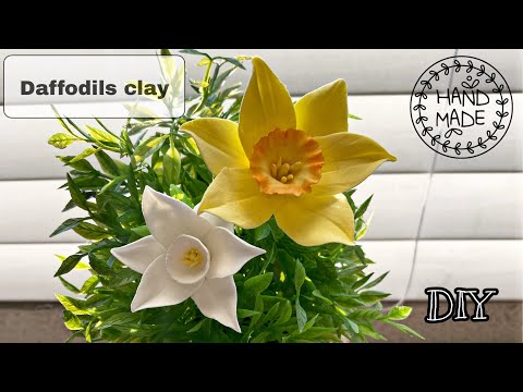 DYI! Clay flowers TUTORIAL. Daffodils [Cold porcelain, sugarcraft, Air dry clay]