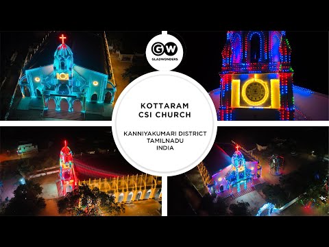 Kottaram CSI Church - Christmas Lighting 2022 - Kanyakumari Christmas celebration - Drone Footage
