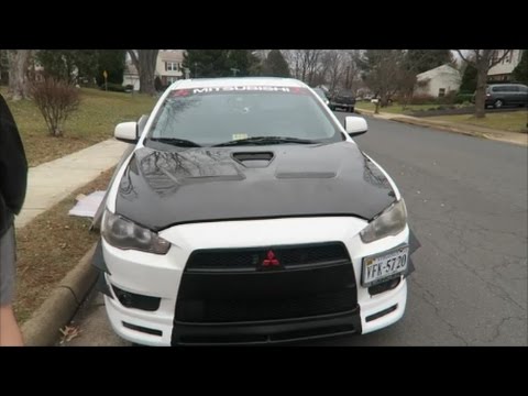 How to install a carbon fiber evo x hood on a lancer GTS (Seibon)