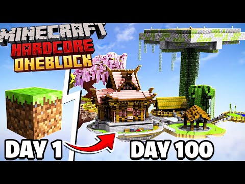 I Survived 100 Days on ONE BLOCK in Minecraft Hardcore