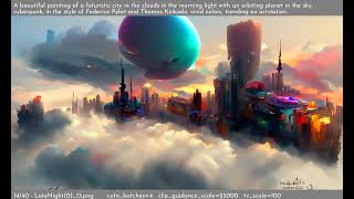 Disco Diffusion - Cloud City - In the style of Federico Pelat and Thomas Kinkade