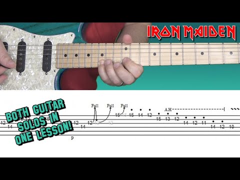 Iron Maiden - Two Minutes to Midnight! Both Guitar Solos, Lesson with Tabs!