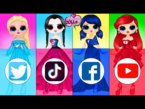 Wednesday, MLB, Elsa en Vestidos de Redes Sociales Vestidos - Manualidades de Papel DIY