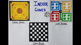 Three Indoor Games drawing easy l How to draw Carr