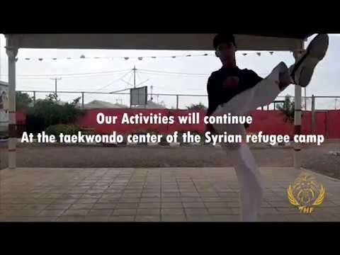 Taekwondo performance by students in Azraq camp