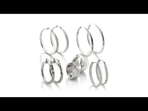 Stately Steel Set of 5 Hoop Earrings
